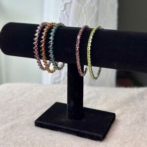 Natural Gemstone Tennis Bracelets - choice London blue topaz, garnet, peridot